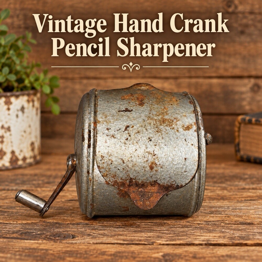 Vintage Metal Hand Crank Pencil Sharpener Industrial School Office Wall Mount